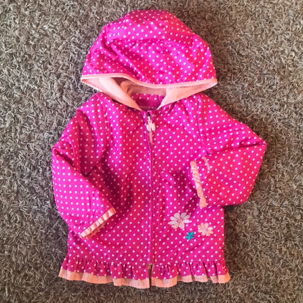 4T pink polka dot coat with fleece lining
